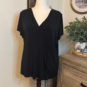 Lane Bryant Pleat Front Top-Black